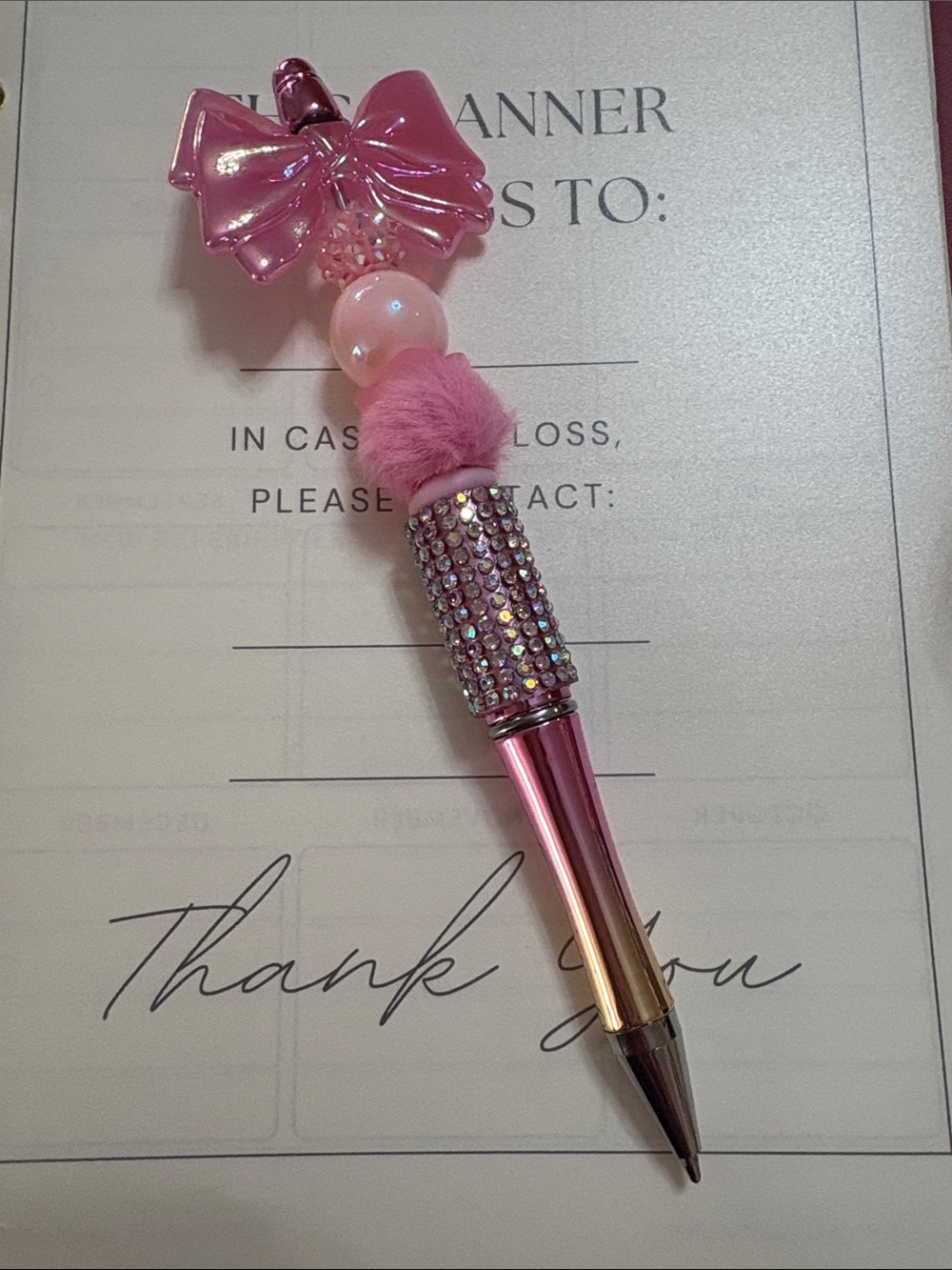 Pink Bow Crystal Rhinestone Pen - Picture 4 of 4